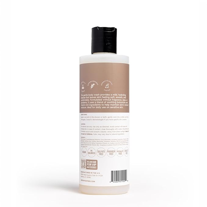 Her Fantasy Box | Sensitive Skin Soother Gentle Body Wash – Fragrance-Free Probiotic Cleanser with Chamomile, pH Balanced, Vegan & Cruelty Free, 8 oz
