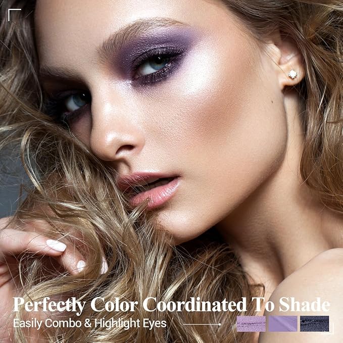 LUXAZA PRO Purple Eyeshadow Stick 6PCS Set, Metallic Shimmer Matte Cream Eye Shadow Palette Eyeliner Brightener Pencil Crayon Halloween Makeup- LAVENDER