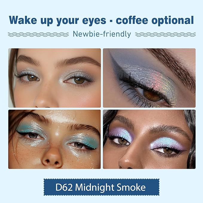 Refillable Eyeshadow Palette - Matte/Glitter/Duo-Chrome Pressed Powder & Cream Formula, Neutral/Shimmer/Smokey Multichrome, Travel-Friendly Iron Pan Refills (Chameleon, D61)