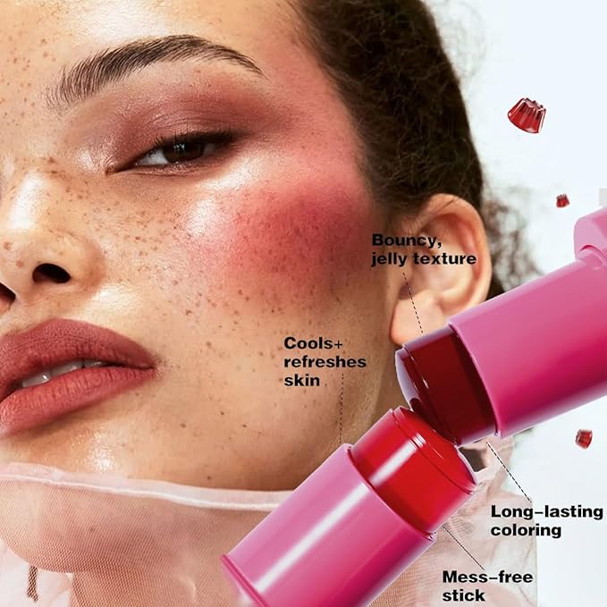 FYEBOO Cooling Water Jelly Tint Blush, Multi-Use Juicy Lip + Cheek Tint, Hydrating & Bouncy Jelly Texture, Long-lasting Sheer Color, 0.32 oz (# 06, 0.32 oz)