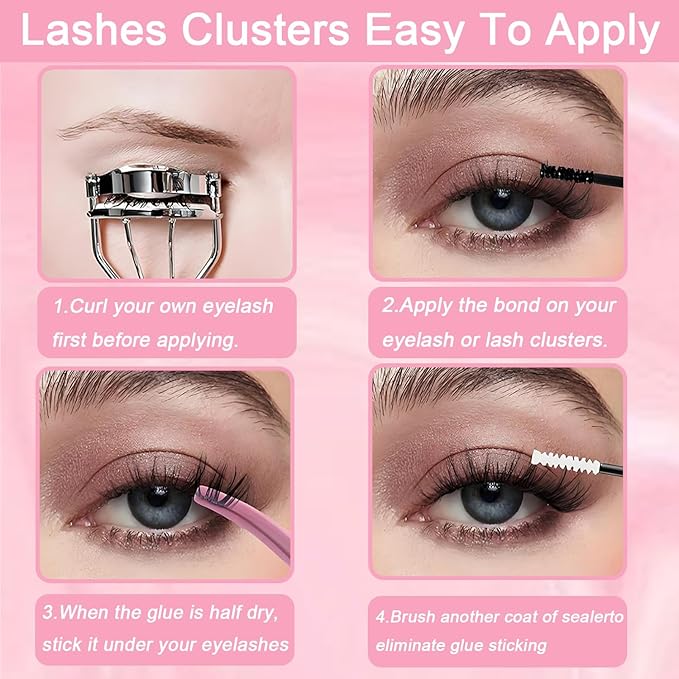 Manga Lash Clusters, 600 Pcs Eyelashes Clusters Extensions 9-16mm Individual Lashes D Curl Fluffy Wispy False Eyelashes Thin Band (20D&30D&40D&50D&60D&80D)