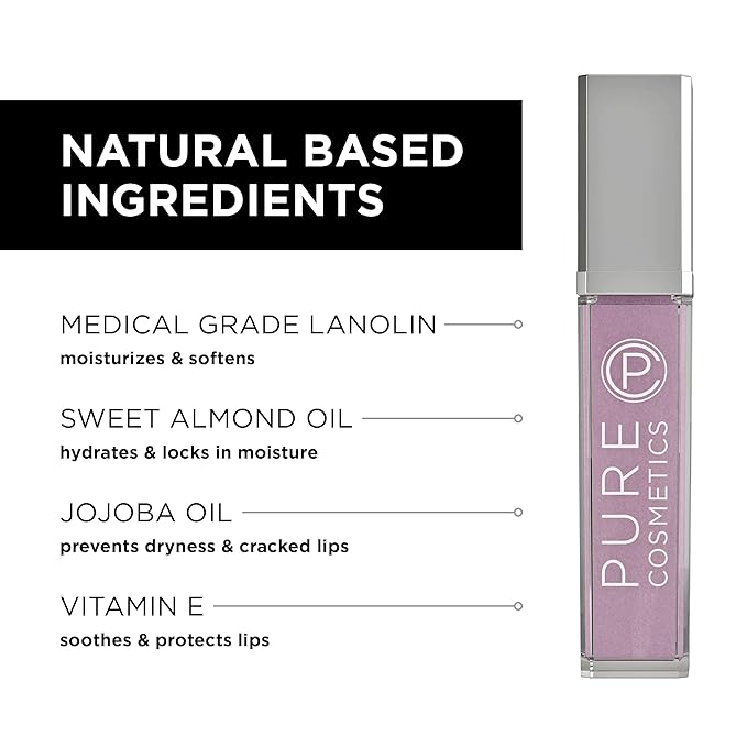Pure Illumination Light-Up Lip Gloss with LED-Lit Applicator Brush + Side Mirror, Non-Sticky, Moisturizing Hydrating Lip Glosses with Lanolin, Jojoba Oil, & Vitamin E, Classy