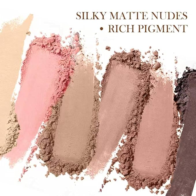 6 Colors Matte Eyeshadow Palette, Neutral Nude Eye Shadows with Mirror, Mini Travel Size Blendable Powder Shades, Highly Pigmented Long Lasting Makeup Palette for Daily Use