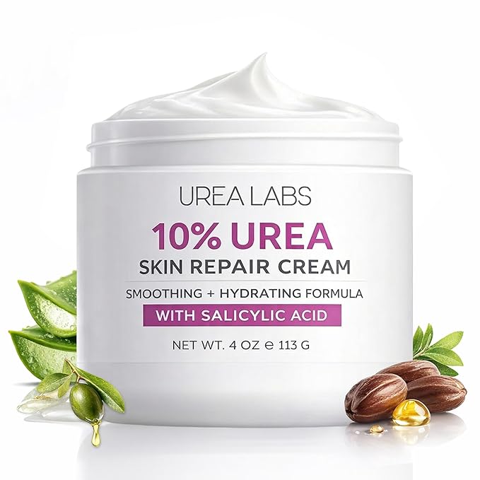 10% Urea Cream with Aloe Vera, Jojoba Oil and Salicylic Acid - 150ml Hydrating Moisturizer for Dry, Chapped Hands, Feet, Face & Body - Repairs, Soothes & Nourishes Rough, Dry Skin - 4 Oz
