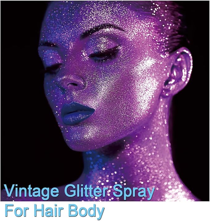 Body Glitter Spray Set,Hair & Face Glitter, Extra Fine Shimmer Powder Spray for Long Lasting Sparkle, Quick-Drying Makeup for Rave, Festival, Face Body Hair Clothes, Halloween Christmas Easter Crafts