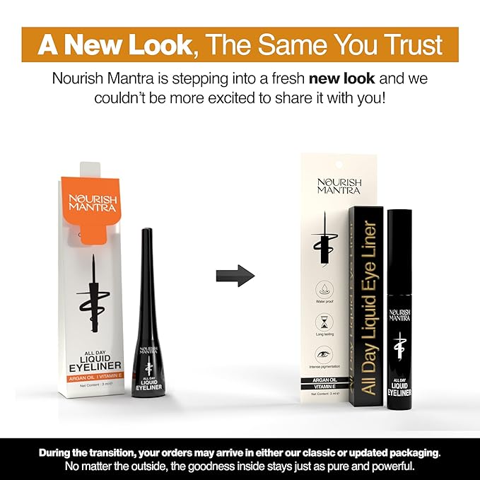 Nourish Mantra All-Day Liquid Eyeliner Waterproof 3ml | Formulated with Argan Oil, Vitamin E | Intense Pigmentation | Smudge Proof | Waterproof Eyeliner| Long Lasting | Black Eyeliner Liquid