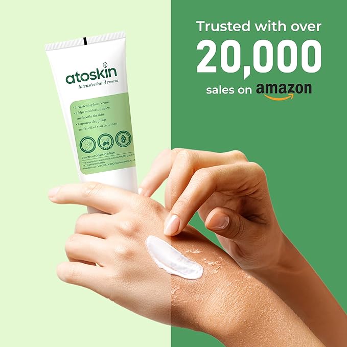 Atoskin Intensive Hand Cream – Deep Moisturizing & Brightening for Dry, Cracked, Aging Hands – Non-Corticoid Formula (2.12oz)