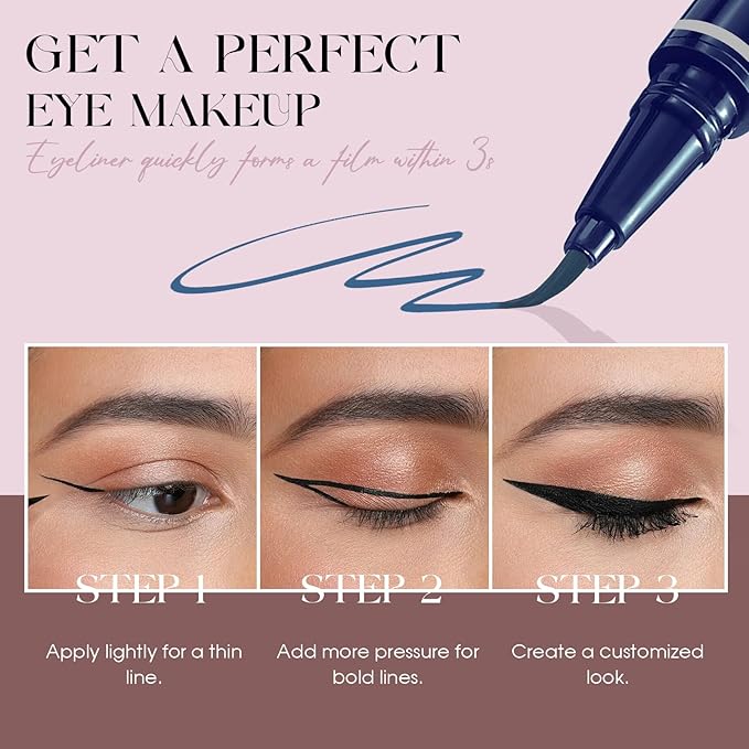 FADLASH Waterproof Eyeliner Liquid, Blue Ink Matte Eye Liner,Smooth & Dry Quickly Eye Pen Smudge-Proof, Long-Lasting Natural Look, Not Prone, Highly Pigmented, Vegan (0.6 ml)