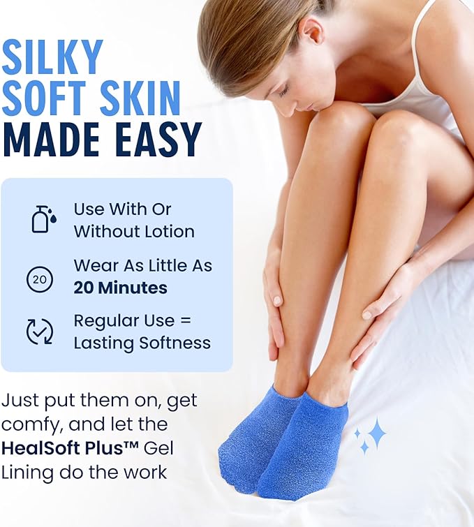 Dr. Frederick’s Original Moisturizing Gel Socks for Men & Women – Dry Feet & Cracked Heel Treatment – Full Foot Gel Lining with Mango Butter, Shea Butter, Jojoba & Coconut Oil (Blue Haven)