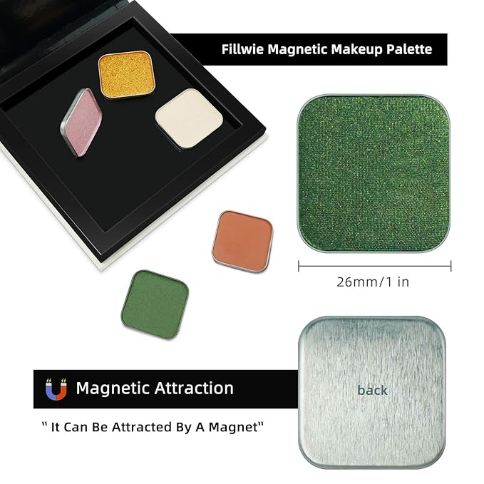 Emerald Green Metallic Eyeshadow Refill Pan – Pearl Shimmer Single Eyeshadow for Magnetic Makeup Palettes, Smooth Blendable Longwear Formula (Green Glimmer)