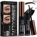 Cilrofelr Tattoo Peel Off Eyebrow Gel, Easy Tattoo Brow Peel Off Gel, Last Up to 3 Days, Waterproof, Transfer-proof, For Fuller & Defined Looking Brows, Black Brown(2 Pack)