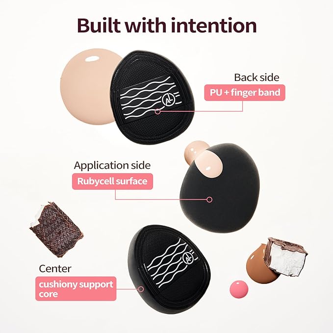 ALBEAUT Cloud Mini Cushion Puff, 4-Pack Finger-Fit Teardrop Detail Applicators for Concealer, Cream Blush & Highlighter, Plush Bouncy Control for Smooth, Clean Tapping