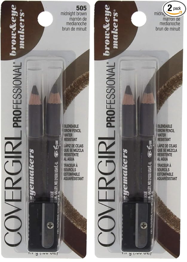 COVERGIRL - Easy Breezy Brow Fill + Define Brow Pencil,Sharpener Included,Long-Lasting,Deeply Pigmented,Blendable Formula,100% Cruelty-Free,(Pack of 2)