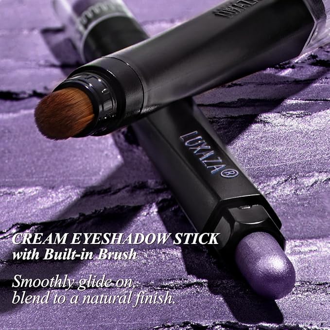 LUXAZA PRO Neutral Eyeshadow Stick 6PCS Set, Pink and Purple Metallic Shimmer Matte Cream Eye Shadow Eyeliner Brightener Pencil Crayon, Halloween Makeup - PURPLE MARTINI
