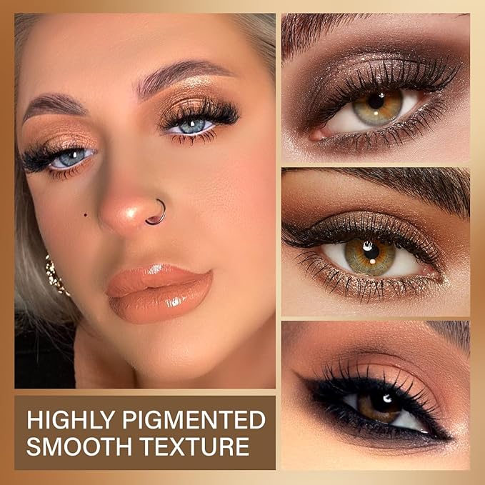 Nude Neutral Eyeshadow Palette Makeup Matte Shimmer Smokey Naked Gold 25 Shades Eye Shadow Palette Warm Brown Looks High-Pigment Natural-Looking Long-Lasting Waterproof Blendable for Hazel Brown Eyes