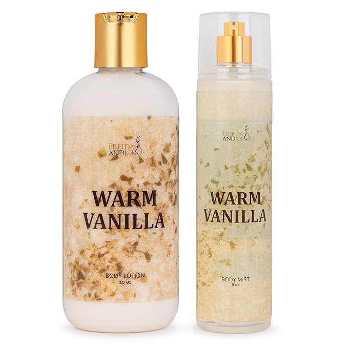 Home Spa Gift 10oz Deep Moisturizing Fragrance Body Lotion & 8 oz. Fine Fragrance Body Mist Set Luxury Self-Care Combo for Women and Girls (Warm Vanilla) – Mother's Day Gift for Mom