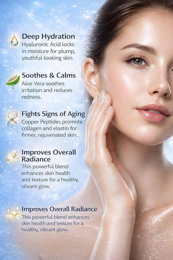 GHK-Cu Peptide Serum 1.5% Copper Peptides Facial Serum for Fine Lines, Skin Elasticity and Anti-Aging, Made in USA, 2 Fl Oz