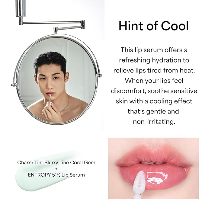 ENTROPY Makeup Glossy Lip Tint – Juicy Glow Line/Ultra Glossy Lip Serum, Nourish Lip Care with Amino Acid Complex, Hydrating, Cooling Care, Non-Sticky, High Shine Finish - Crystal Clear | glossy lip tint, Non-sticky lip tint, Juicy glow lip gloss