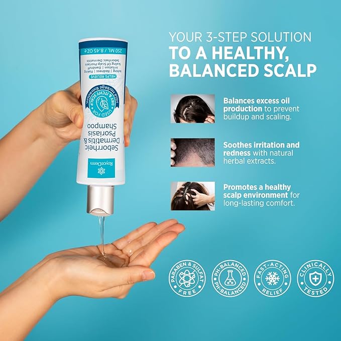 Roycederm Seborrheic Dermatitis & Psoriasis Scalp Treatment Kit – Shampoo + Cream for Dry Itchy Scalp, Dandruff, Scalp Relief Soothing Care System