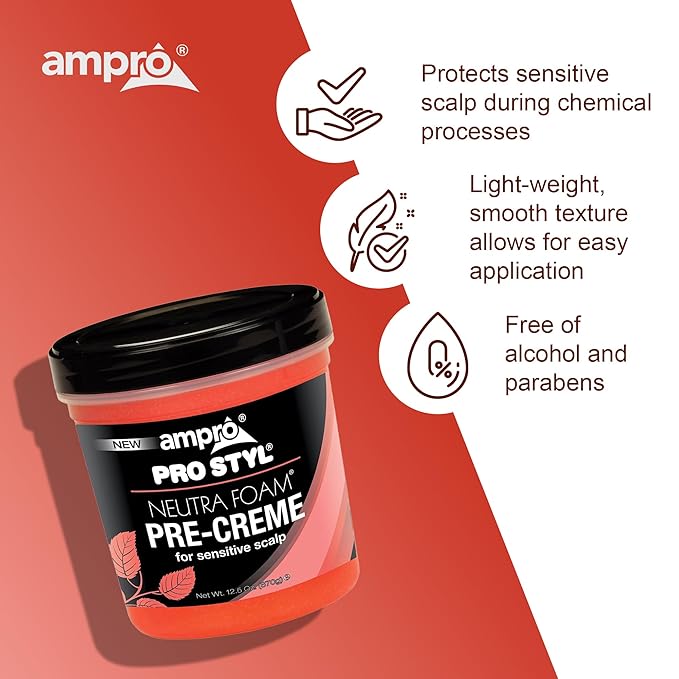 Ampro Pre-Creme Base for Sensitive Scalp - Wax Enhanced with Petroleum Jelly - Formulated to Protect Your Scalp During Chemical Processing - Relieves and Soothes Scalp Discomfort - 12.5 oz