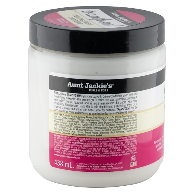 Aunt Jackie's Curls and Coils Transform Hydrating Leave-In Creme Conditioner for All Hair Types and Textures,15 oz,(Pack of 2)