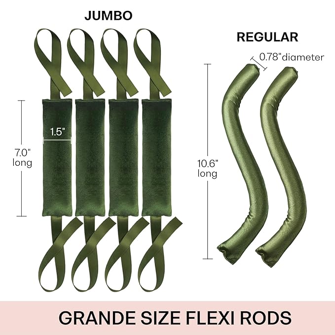Lanzhire Jumbo Heatless Hair Curlers for Overnight Curls, Blowout Flexi Rod with Ribbon, No Heat Curlers to Sleep In, Soft Overnight Heatless Rods for All Hair Types