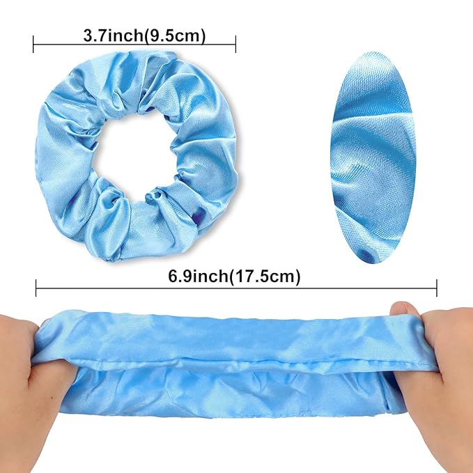 Silk Satin Scrunchies for Women Girls 12 PCS Blue Hair Scrunchies Silk Satin Hair Ties for Thick Hair Bulk Hair Ties Hair Accessories