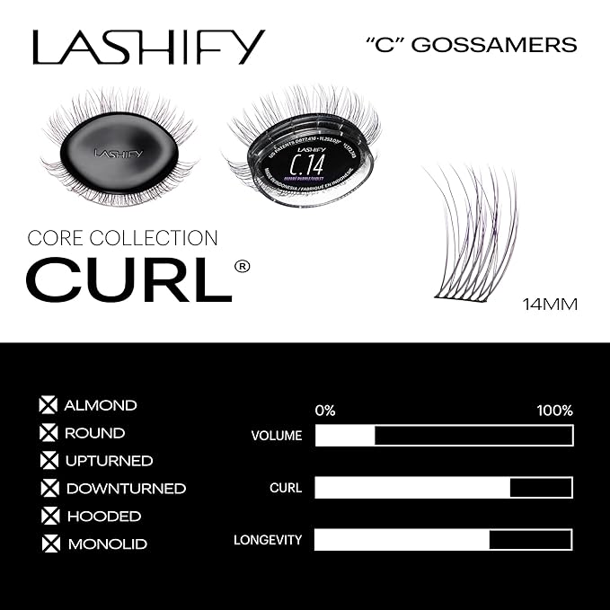 Lashify Curl 14mm Gossamer Eyelash Extensions Refill in Ombre Purple, Easy DIY False Lashes for a Natural Look