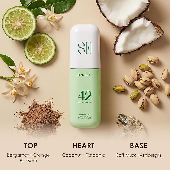 Hair Perfume for Women – Coconut Pistachio, Alcohol-Free Soft & Moisturizing Hair & Body Mist, Long-Lasting Clean Fragrance for Hair, Wigs & Fabric, Mother’s Day & Birthday Gift, 100ml / 3.38 fl oz