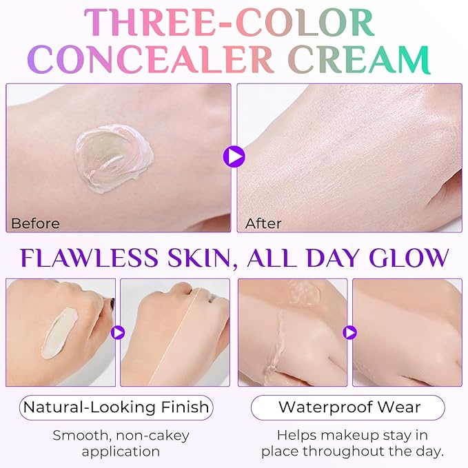 Primer for Face, 3 In 1 Face Primer Before Makeup, Moisturizes-Sunscreen Cream SPF50+ Triple-Tone Color Corrector for Isolation, Smoothing Skin Gripping
