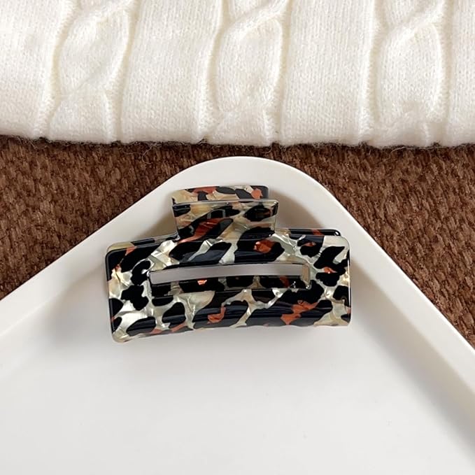 Tortoise Hair Claw Clips, 3 Inch Non-Slip Acrylic Banana Barrettes Jaw Clips, Leopard Print Strong Hold Stylish Hair Accessories for Women Ladies Thin Thick Hair (2pcs)