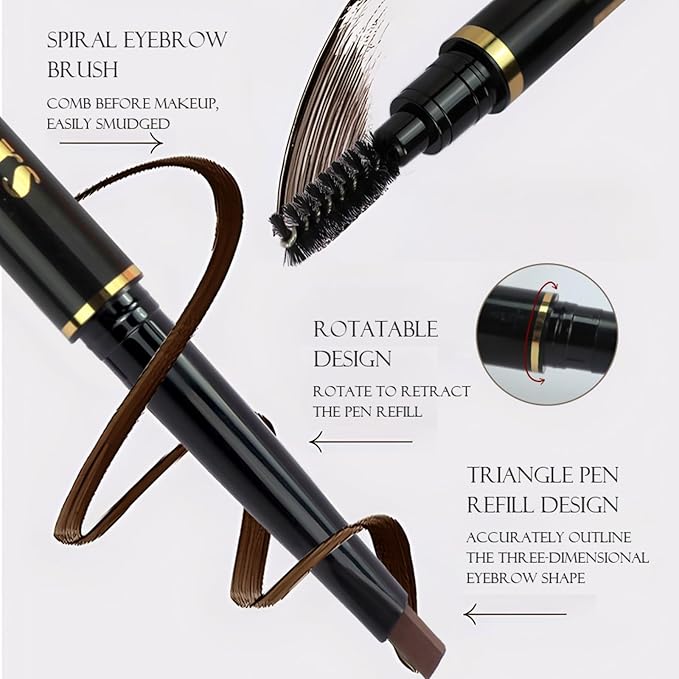 4-in-1 Eye Makeup Kit 4 Colors Eyeshadow Palette Black Liqiud Eyeliner with Stamp and Double-headed Brown Eyebrow Pencil Set for Women Beginners Gift (01)