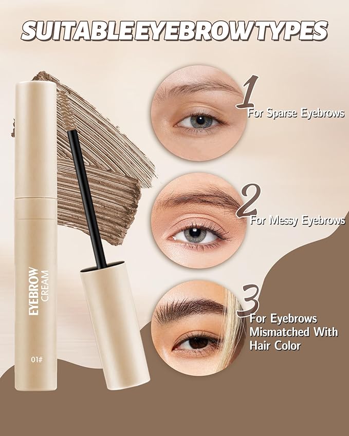 Tinted Eyebrow Gel, Pink Brown Waterproof Eye Brow Glue Tinting Kit, Long-Lasting Smudge-proof Transfer-proof, Natural Eyebrow Gel with Brow Razor, gel para cejas Women's Day Makeup for Women-03