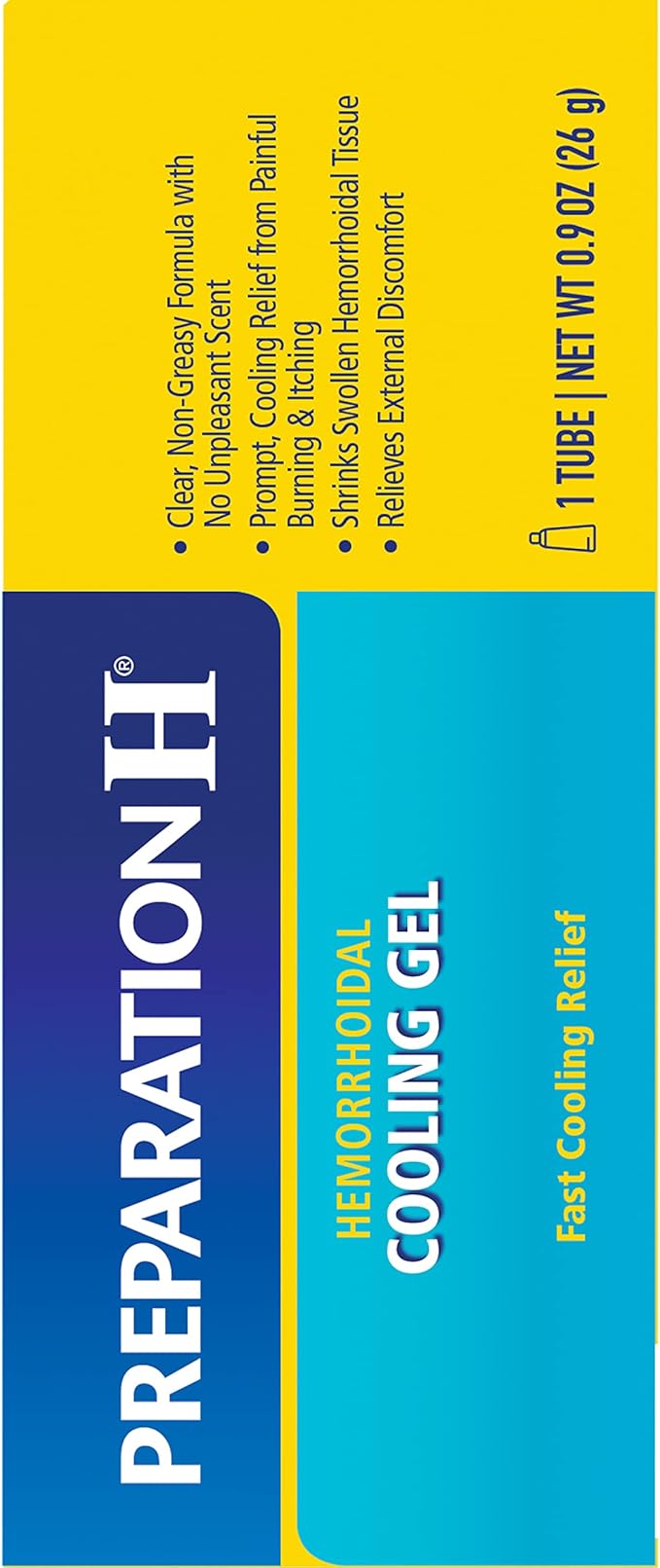 Preparation H Hemorrhoid Cooling Gel with Aloe for Fast Discomfort Relief - 0.9 Oz Tube