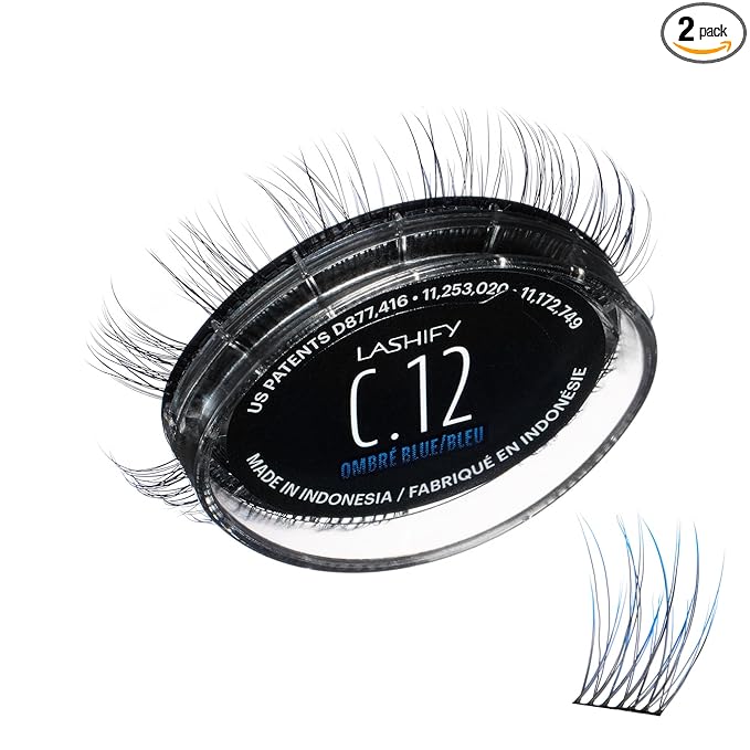Lashify Curl 12mm Gossamer Eyelash Extensions Refill in Ombre Blue, Easy DIY False Lashes for a Natural Look