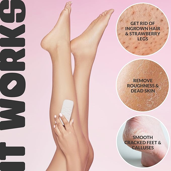 GET EVEN LEG SCRUB: Body & Leg Exfoliator for Ingrown Hair, Strawberry Legs, Dead Skin Remover for Body - Exfoliating Stone for Body KP Bump - Stone Body Scrubber for Dry Skin, Feet & Cracked Heel