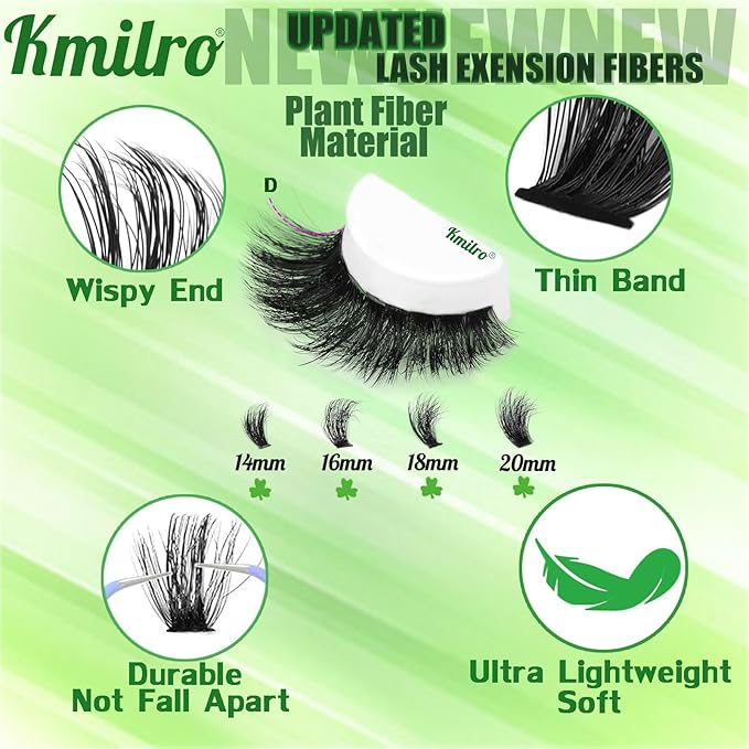 Lash Clusters 14-20mm Volume Cluster Eyelash Extensions Thick Eyelash Clusters 480pcs Waterproof Wispy Individual Lashes Soft False Eyelashes DIY Lash Extension (150D+180D+200D)