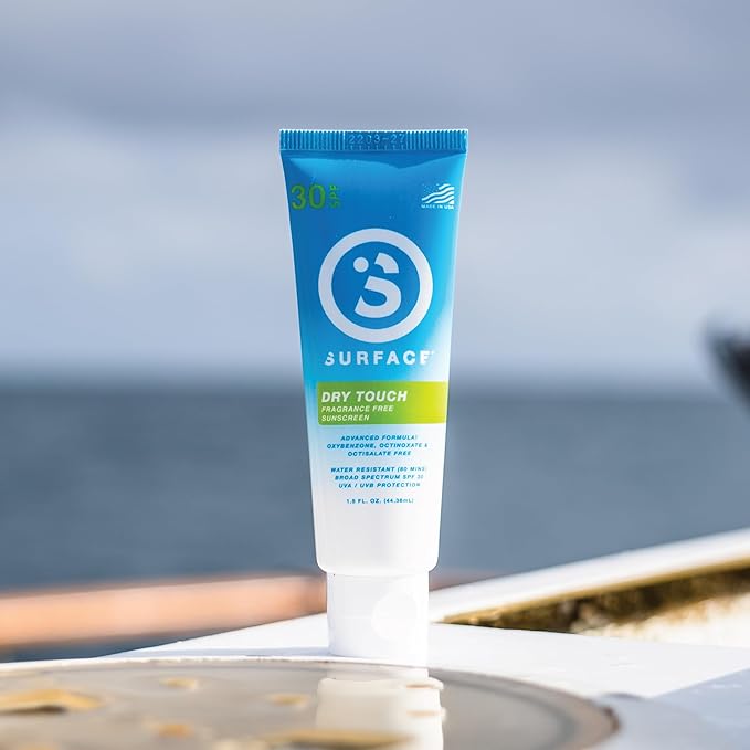 Surface Dry Touch Sunscreen Lotion SPF 30 - Reef Safe, Fragrance Free, PABA Free, Hawaii 104 Compliant - Lightweight Non-Greasy Travel Size Sunscreen for Face and Body, 1.5 oz