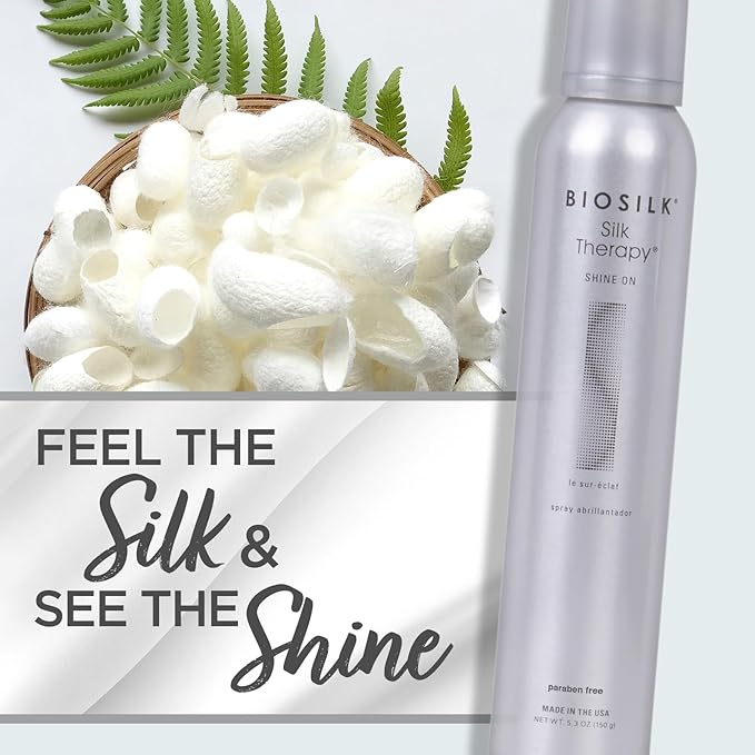 BioSilk Silk Therapy Shine On, Hairspray For Controlling Frizz & Providing Brilliant Shine, Sulfate, Paraben, & Cruelty-Free, 5.3 Oz