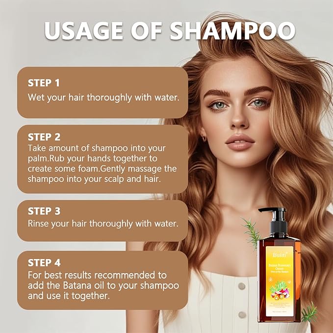 Batana Oil Shampoo for Hair Growth – Infused with Rosemary & Onion, Anti Hair Loss & Thickening Treatment for Women & Men, Promotes Regrowth, Sulfate Free Natural Formula, 10.14 fl oz