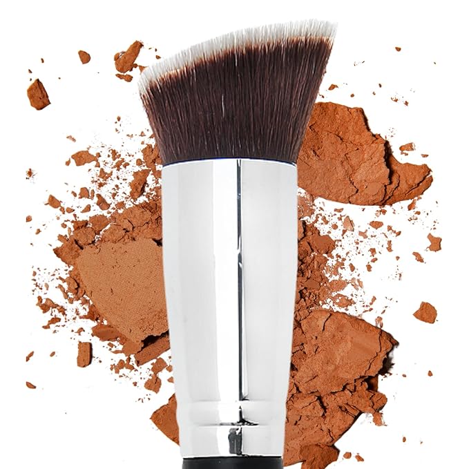 Contour Brush Bronzer Blush - Flat Angled Kabuki Brush for Face, Foundation Brush, Dense Synthetic Bristles for Blending, Buffing, Stippling, Setting with Powder Cream Liquid Makeup