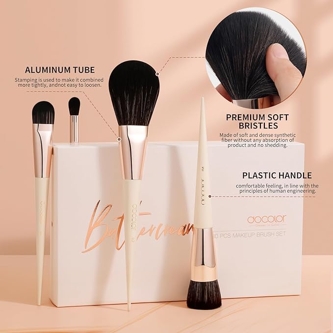 DUcare 30Pcs Professional Grade Labeled Makeup Brushes Set, Large Foundation Powder Contour Concealer eyeshadow Blush EyeLiner Make up Brushes,Premium Synthetic hair,Vegan Cruelty-free