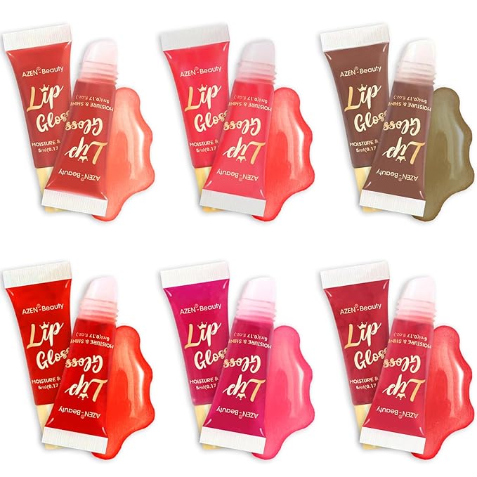 AZEN 24 Pack Lip Gloss Set, Color Lip Oil for Dry Cracked Lips Moisturizing Hydrating Nourishing with Vitamin E, Mothers Day Gifts for Women