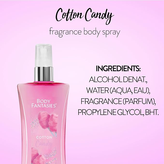 Body Fantasies Signature Fragrance Body Spray, Cotton Candy, 8 Fluid Ounce (Pack of 2)