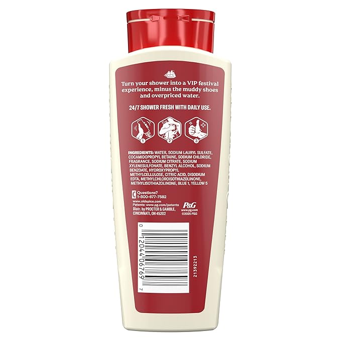Old Spice Body Wash for Men, Summerdudes, 24/7 Shower Fresh with Daily Use, Long Lasting Scent, Cleanse & Refresh Skin, VIP Festival Experience, Brochella with Citrus Fizz Scent, 24 oz
