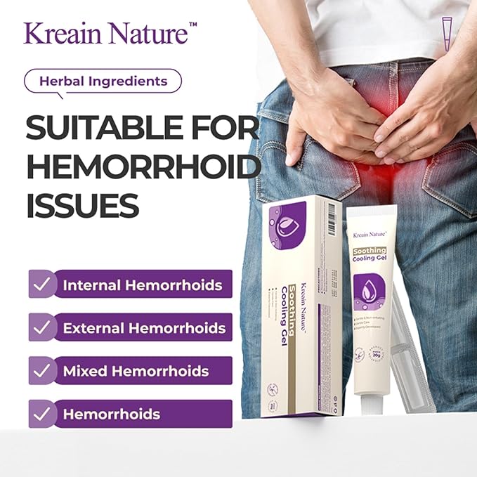 Soothing Cooling Gel for Anal Skin Care, Hemorrhoid Cream for Itching, Swelling, Burning and Discomfort Relief - 0.7Oz Tube (1)