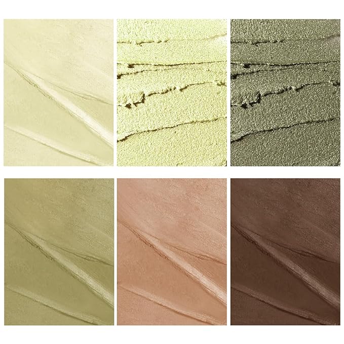LUXAZA PRO FIREFLIES LIGHT Eyeshadow Stick Makeup 6PCS Set, Green Metallic Shimmer Matte Cream Eye Shadow Eyeliner Brightener Pencil Crayon - FIREFLIES LIGHT