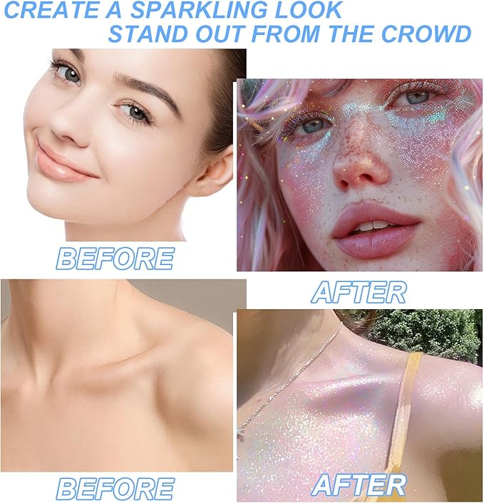 Hair and Body Glitter Spray, Hair Glitter Extra Fine Face Shimmer Powder for Clothes, Festival Loose Sparkle Powder for Rave Clothes Nail Art Easter Halloween Crafts（1PC Sparkling Pink）