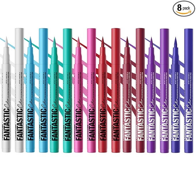 LANGMANNI 4 Colors Matte Liquid Eyeliner Set, Neon Colorful Pigmented With Long-lasting, Smudgeproof & Waterproof Eye Liner Makeup for Bold & Stunning Looks - Gift for Girls(#12345678)