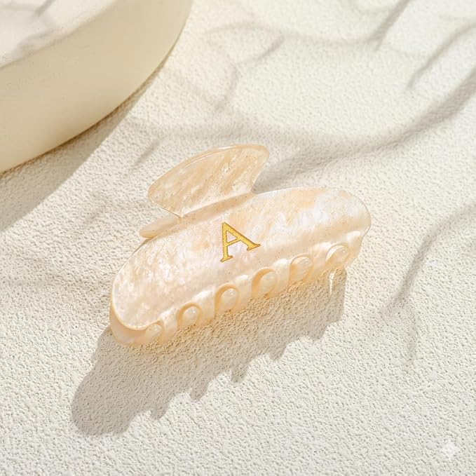 Acrylic Letter Hair Clips For Women Alphabet Hair Claw Initial Hair Clip Fashion Glitter Chic Monogram Claw Clip Hair Accessory Large Hair Clips A